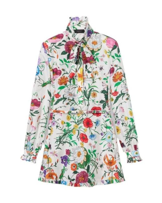 Gucci White Printed Twill Dress