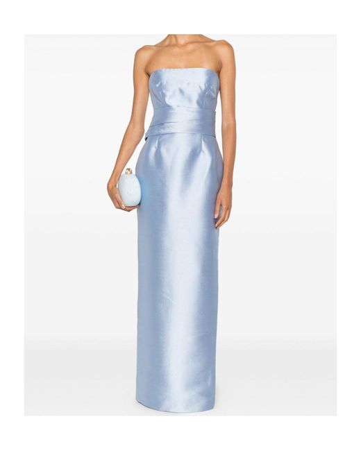 Solace London Blue Strapless Maxi Dress