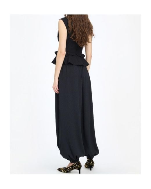 ROTATE BIRGER CHRISTENSEN Black V-Neck Flower Top