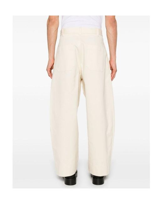 Studio Nicholson White Pleat-Detail Trousers for men
