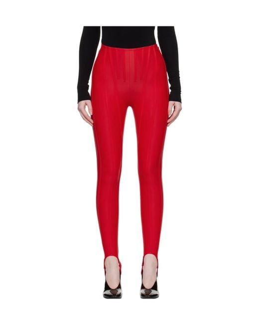 Mugler Red Body-Fitting Leggings