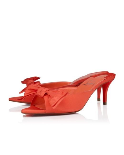 Christian Louboutin Red Bow Kitten Heel Mules