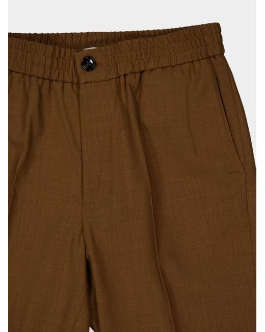 AMI Brown Elasticated Waist Trousers for men