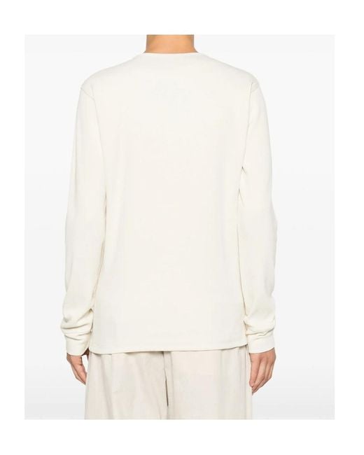 Lemaire Natural Ribbed Henley Long Sleeved Top for men