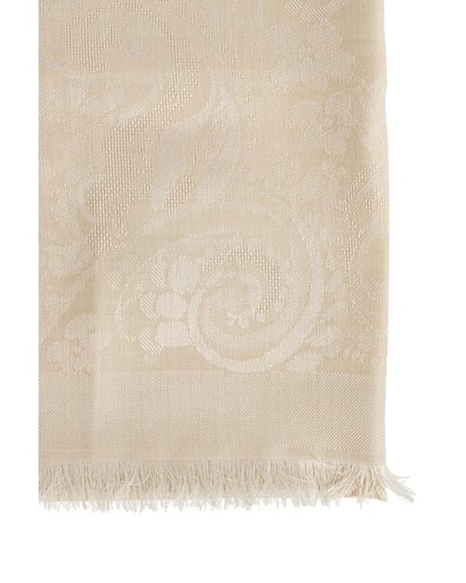 Etro Natural Paisley-Jacquard Frayed Scarf