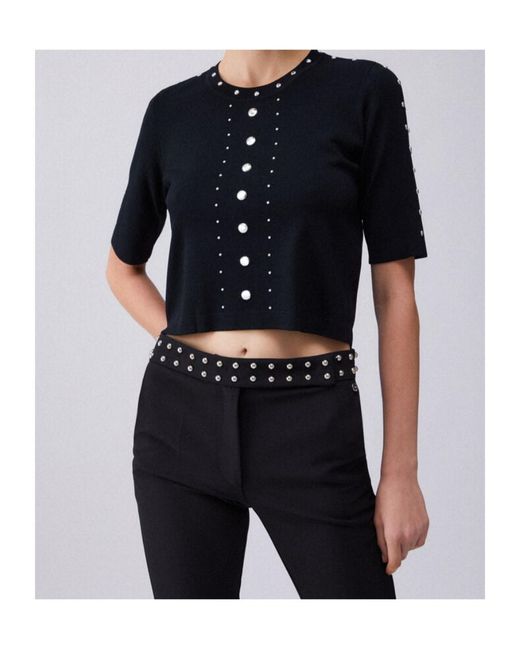 Liu Jo Black Stud-Embellished Knit Top