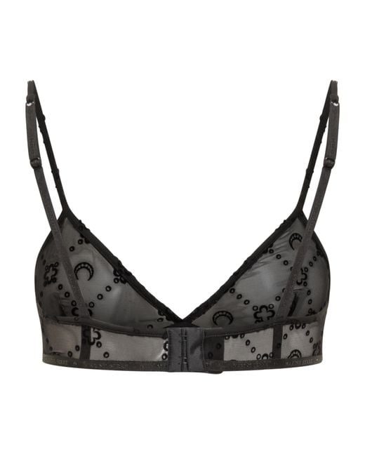 MARINE SERRE Black Moon Pattern Tulle Bralette
