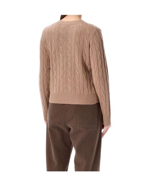 Sporty & Rich Brown Cable-Knit Cropped Sweater
