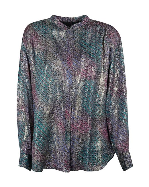 Isabel Marant Gray Long-Sleeved Stand-Neck Shirt