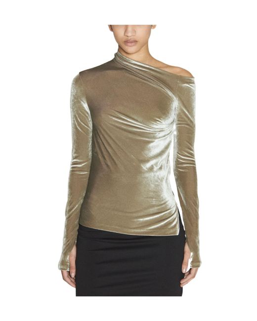 Helmut Lang Green Asymmetric Long-Sleeved T-Shirt