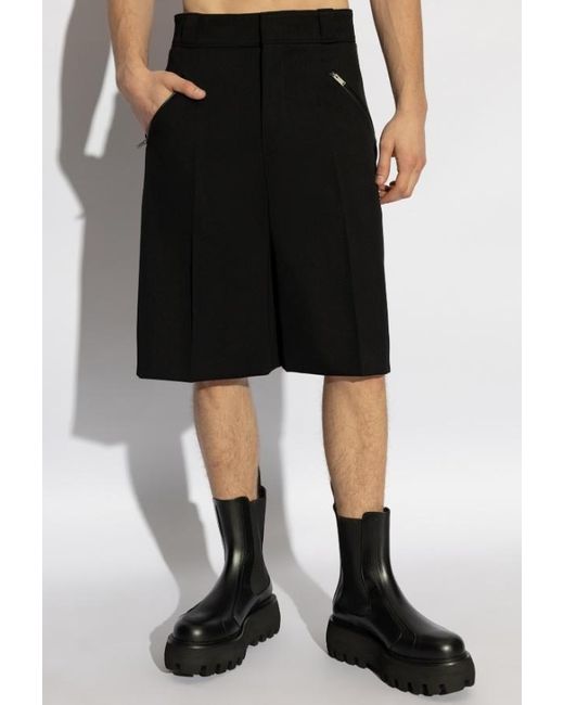McQueen Black High Waist Wide-Leg Shorts for men