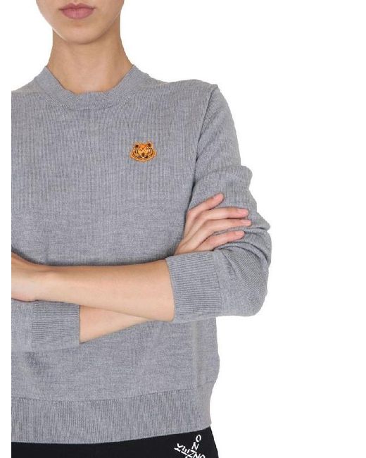 KENZO Gray Tiger Patch Jumper