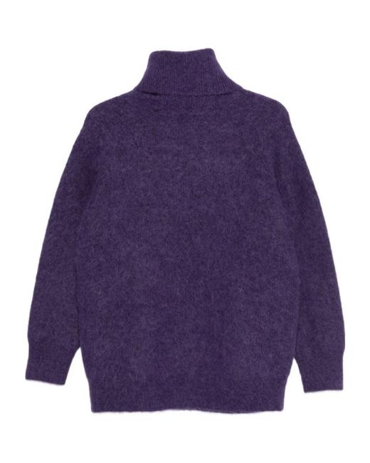 Joseph Purple Meslay Roll-Neck Sweater