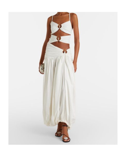 Christopher Esber White Orbit Cutout Ruched Jersey Maxi Dress