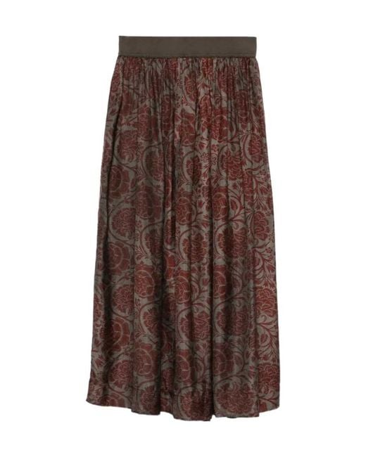 Uma Wang Brown Patterned Midi Skirt
