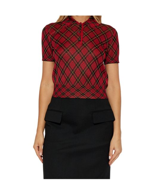McQueen Red Checked Short-Sleeve Polo Shirt