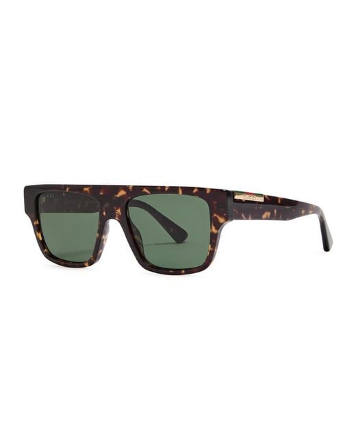Gucci Green Flattop Square-Frame Sunglasses for men