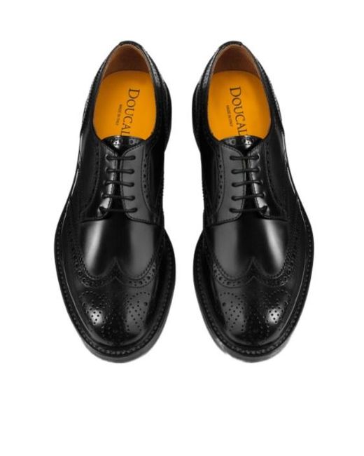 Doucal's Black Dovetail Lace-Up Shoes for men