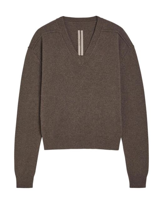 Rick Owens Brown Wool V-Neck Knit Sweater for men