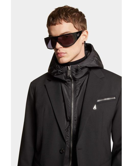 DSquared² Black Double Layered Hooded Jacket for men