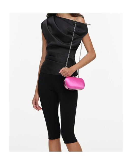 Self-Portrait Black Taffeta Draped Top