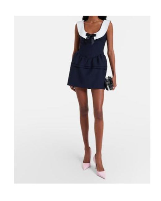 ShuShu/Tong Blue Bow-Detail Wool Minidress