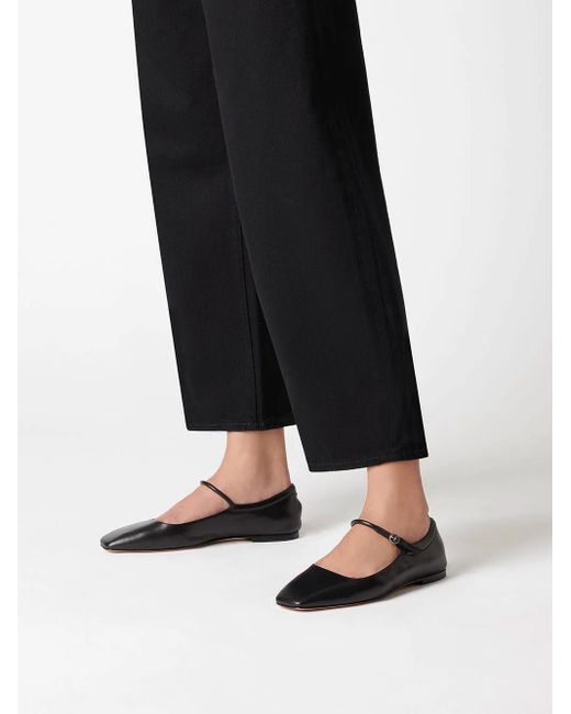 Aeyde Black Uma Square Toe Mary Jane Flats