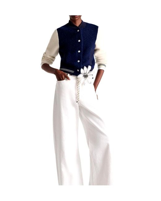 Dorothee Schumacher Blue College Allure Panelled Ribbed Jacket