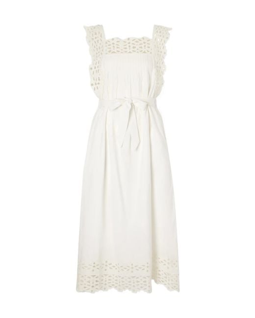 Sea White Spaghetti Strap Midi Dress