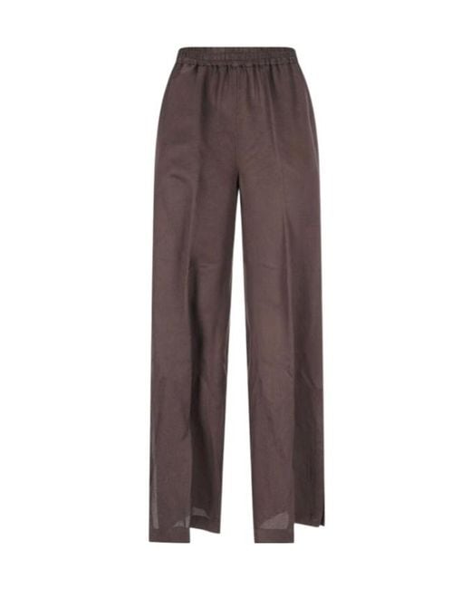 Aspesi Brown Elasticated Waistband Straight Trousers