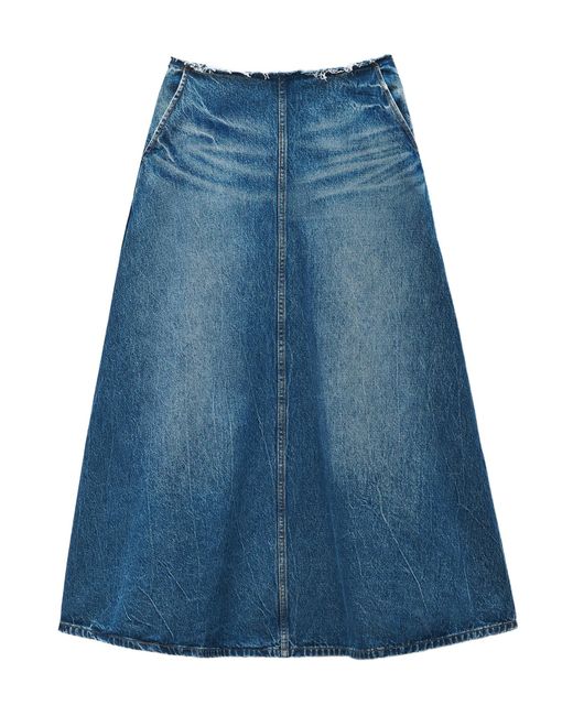 Alexander Wang Blue Logo Patch A-Line Denim Skirt