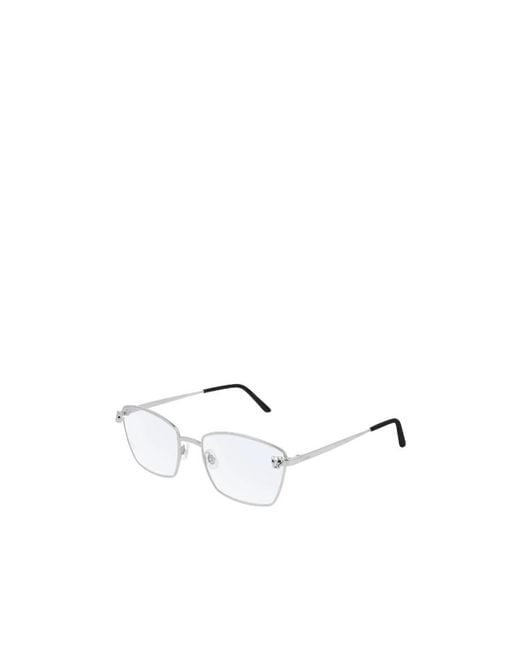 Cartier White Panthère Rectangular Frame Glasses