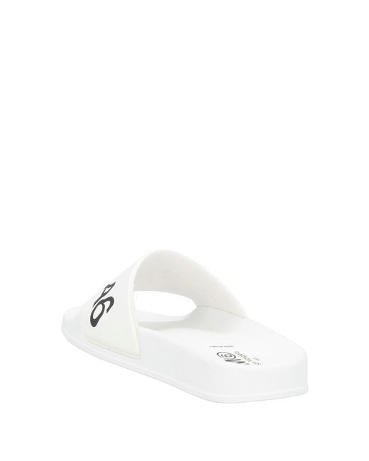 MM6 by Maison Margiela White Lightweight And Stylish Leather Slide Sandals