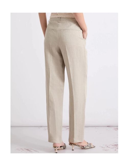 Marella Gray Casual Pants With Belt Loops