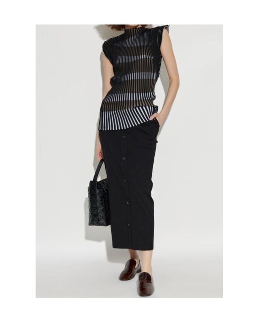 Issey Miyake Black Like Torso Like Shirt Buttoned Skirt