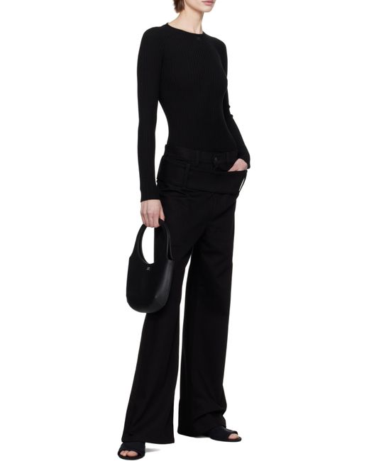 Courreges Black Courrèges Lingerie-Detailed Ribbed-Knit Jumper