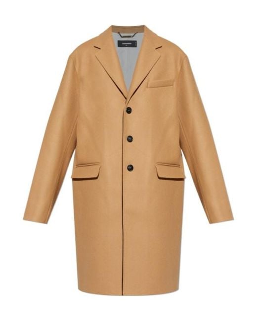 DSquared² Natural Single Breasted Mid-Length Coat for men