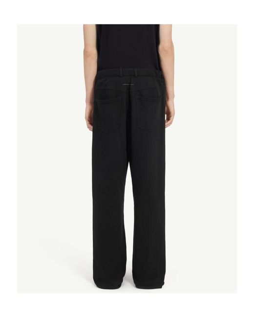 MM6 by Maison Margiela Black Logo-Embroidered Trousers for men
