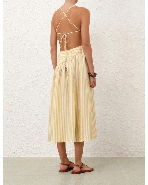 Zimmermann Metallic Cascadian Stripe-Pattern Midi Dress