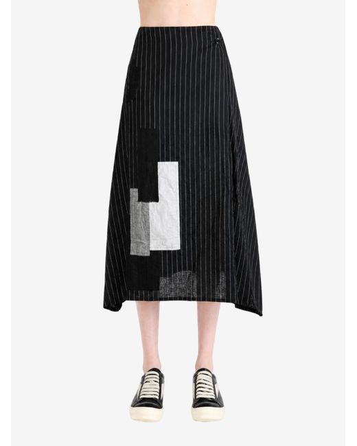 Y's Yohji Yamamoto Black O-Wrap Flare Skirt