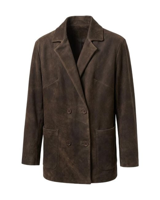 Salvatore Santoro Brown Double-Breasted Leather Jacket