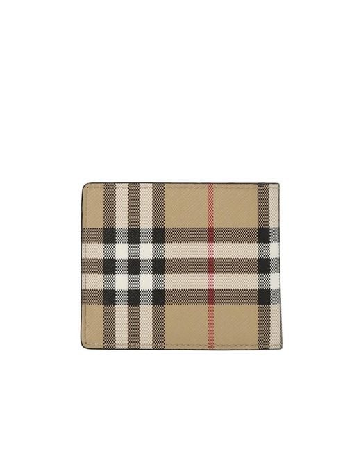 Burberry White Checked Bi-Fold Wallet for men