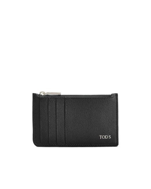 Tod's Black Zipped Card Holder for men