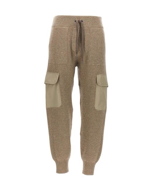 Brunello Cucinelli Natural Cargo Ribbed Cargo Sweatpants