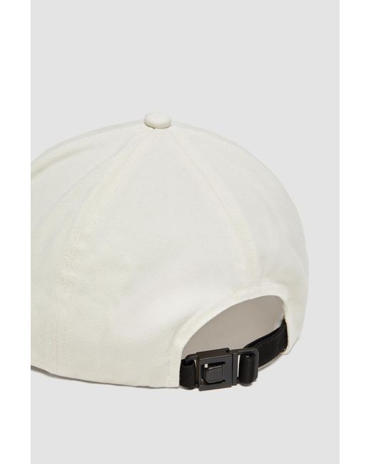 Moncler White Logo Patch Curved Peak Cap for men