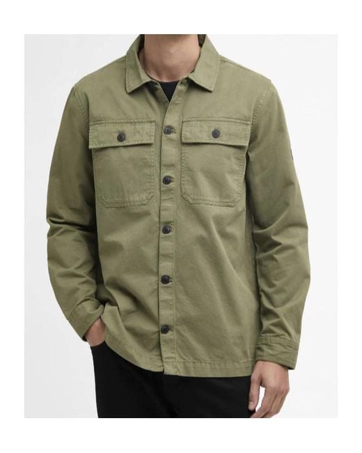 Barbour Green Buttoned Flap-Pocket Overshirt for men