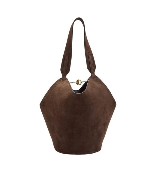 Khaite Brown Lotus Mini Suede Tote Bag