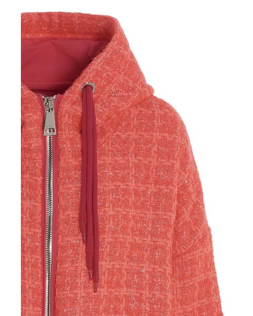 Khrisjoy Red Tweed Drawstring Hood Jacket