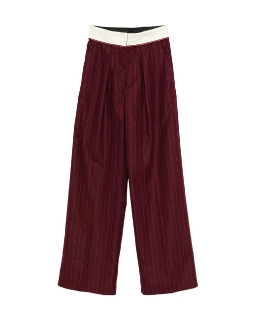 Forte_forte Red Pinstripe Casual Pants