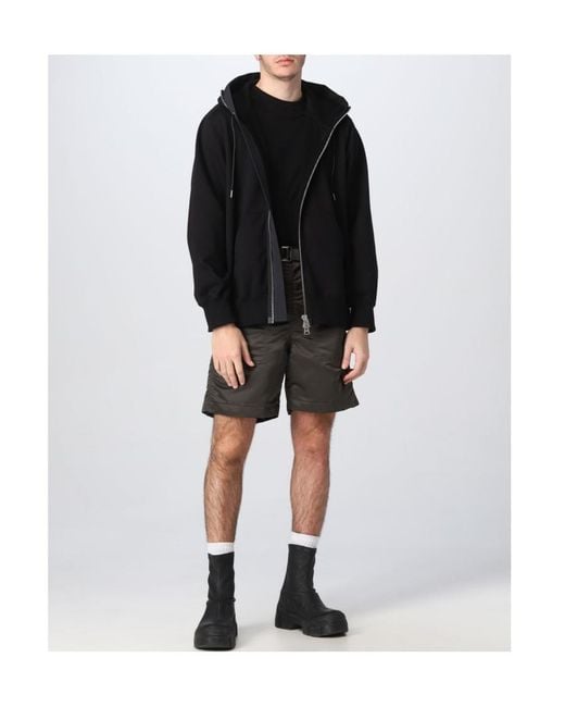 Sacai Black Logo Shorts for men